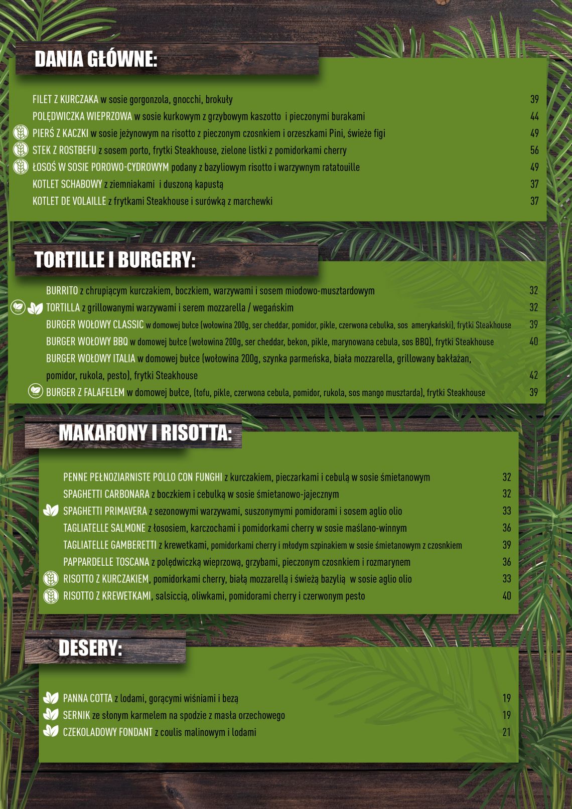 Menu - dania główne
