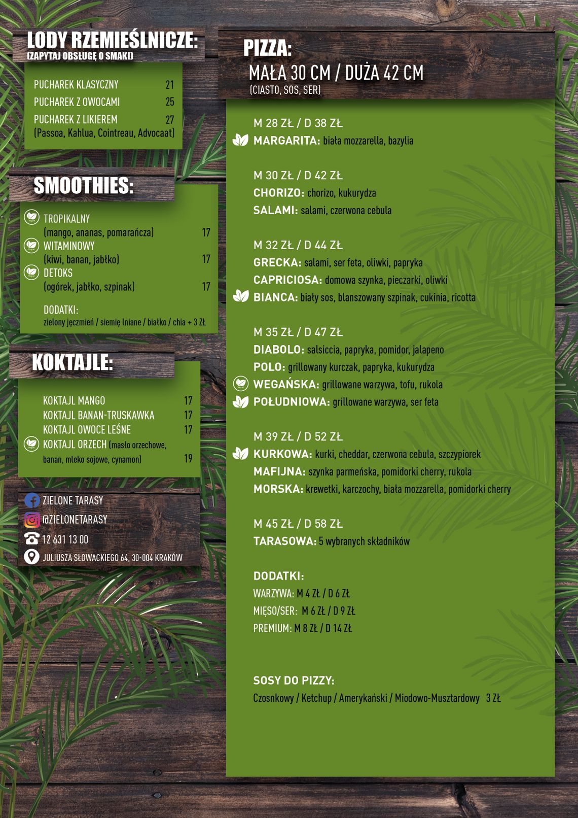 Menu - lody i pizza