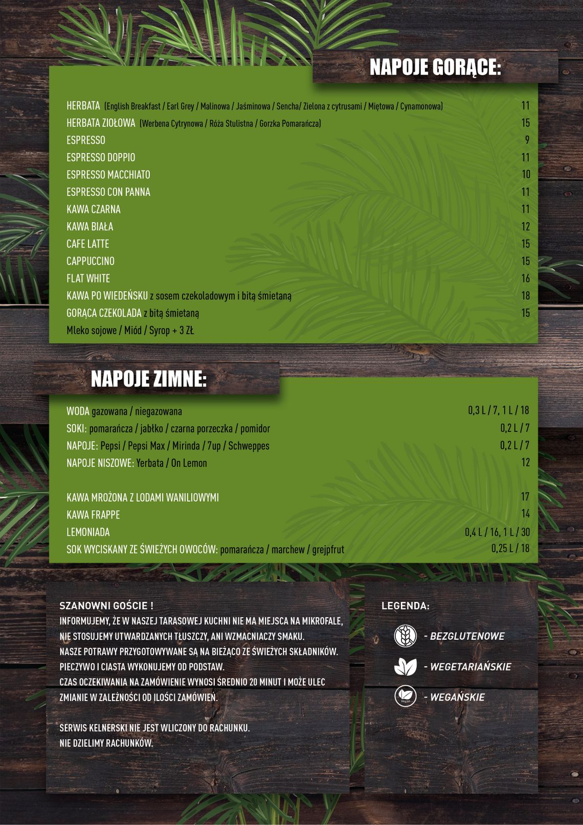 Menu - napoje