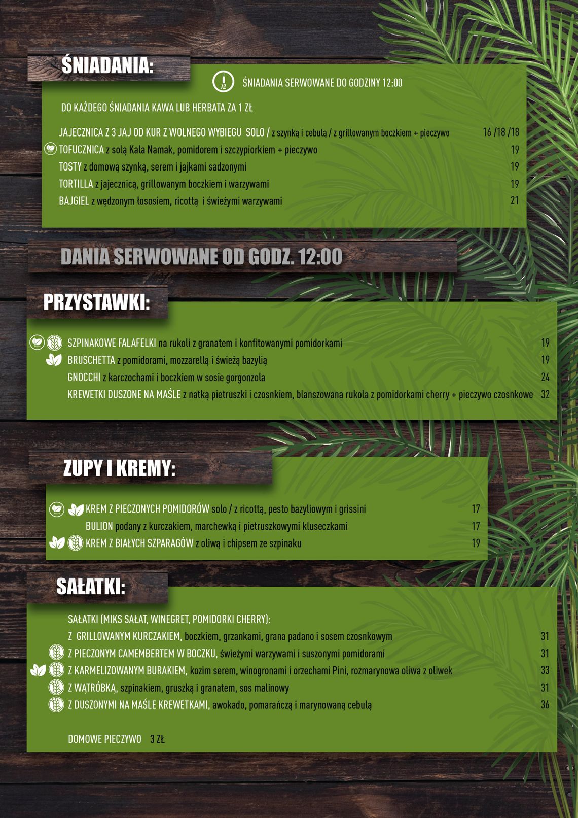 Menu - śniadania i przystawki